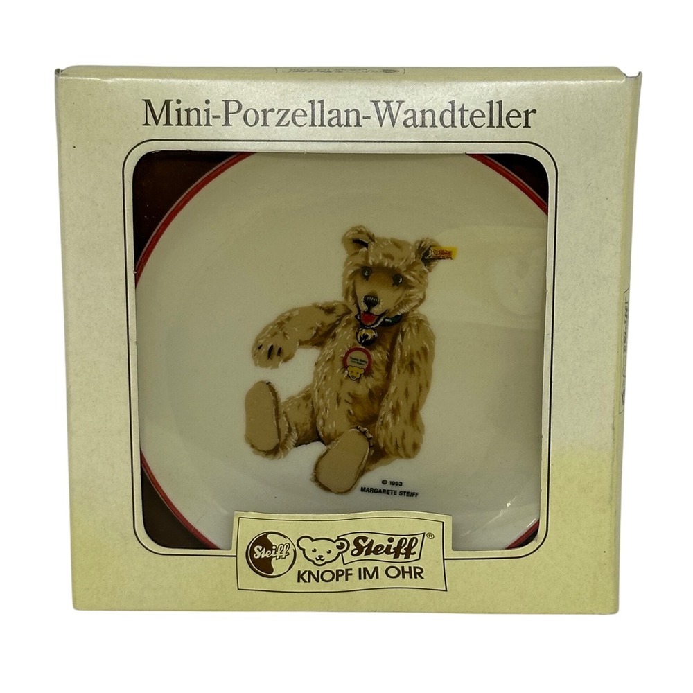 VTG Steiff Wall Plate White Teddy‎ Baby 1930 Mini Porzellan Wandteller 1993